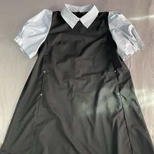 Black Dress with Light Blue Collar Pockets XL Lolita Schoolgirl